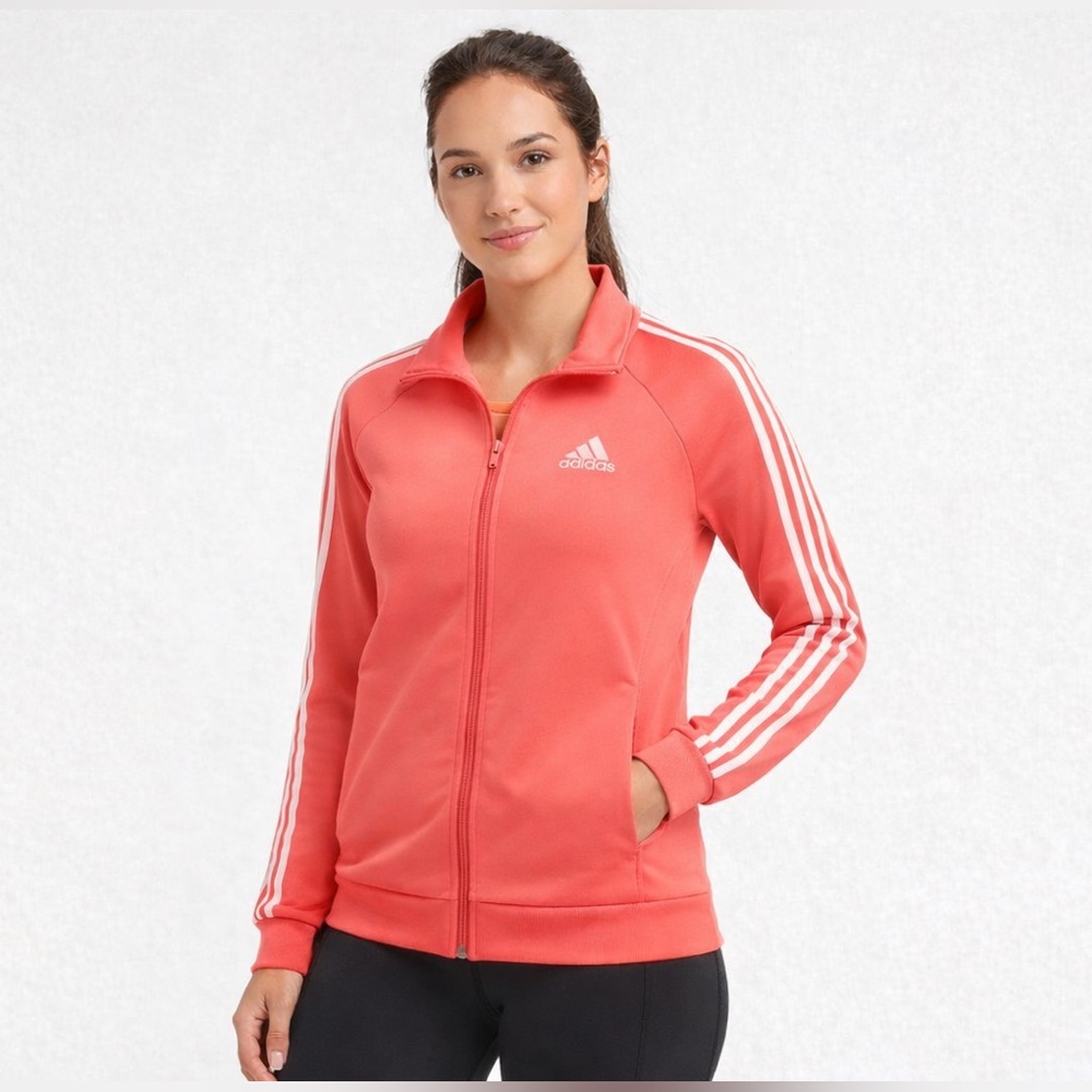 Adidas Red and White Zip-Up Jacket